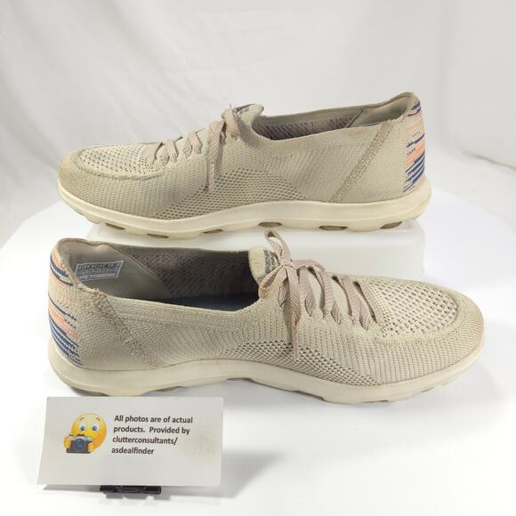 Skechers On The Go Stretch Fit Athletic Running Shoe Womens Size 11 136748 Beige - Picture 4 of 9